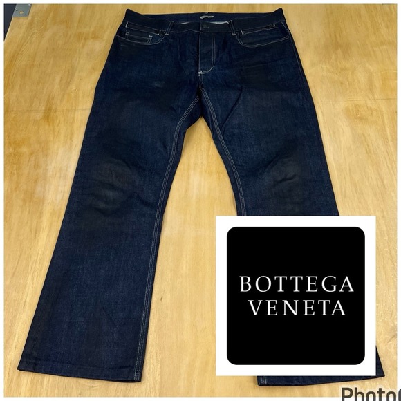 Bottega Veneta Men Jeans 38x30 Greasy Mechanic Denim Straight Leg Classic Fit